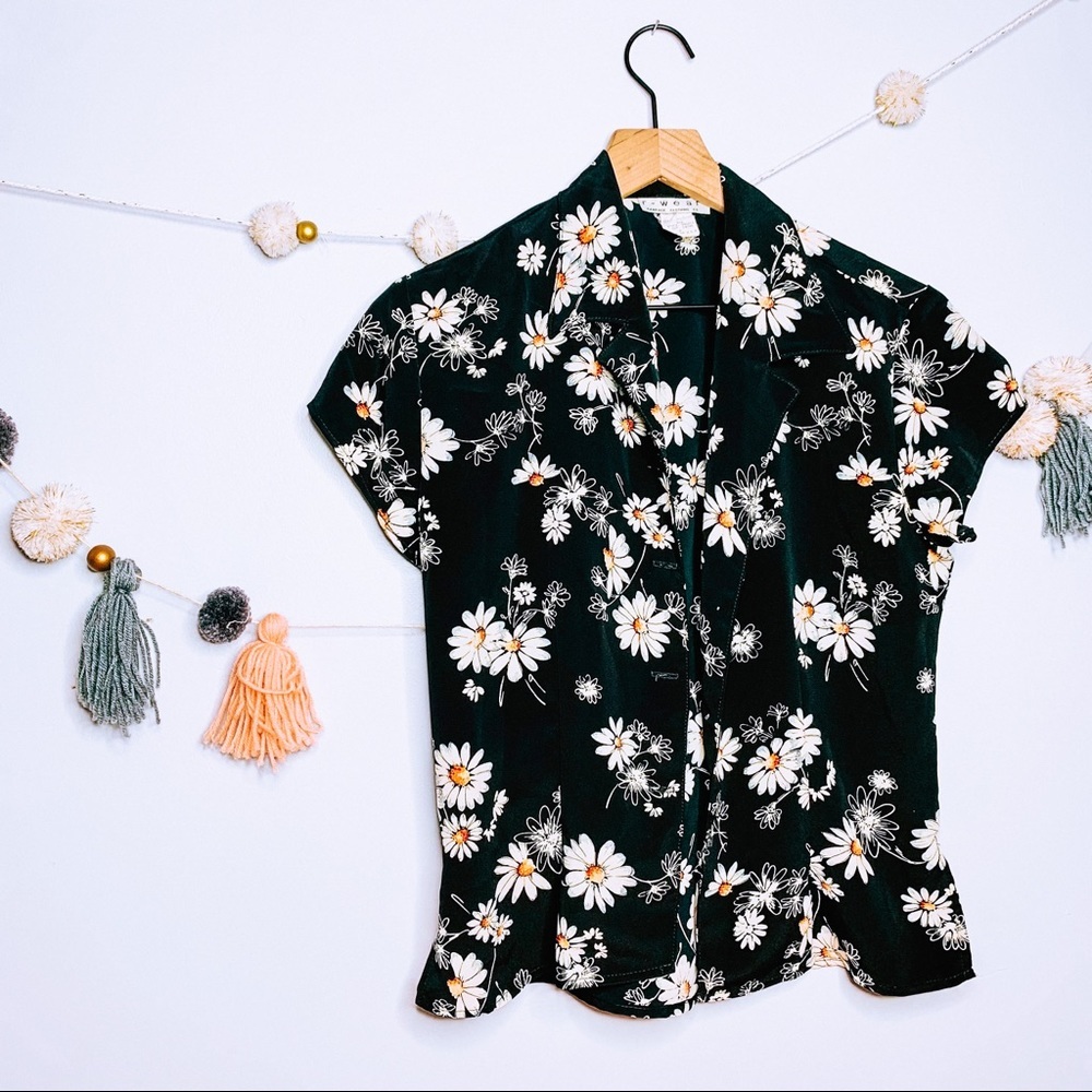 VINTAGE y2k daisy cottage core button up popover